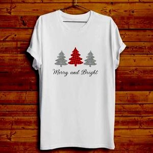 Merry and bright Christmas tree t-shirt